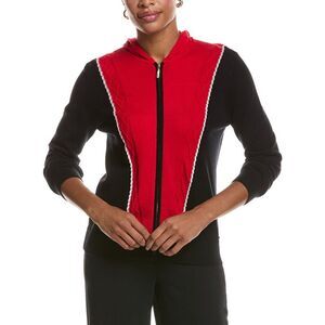 St. John Womens Cashmere Color Block Jacket, Red
